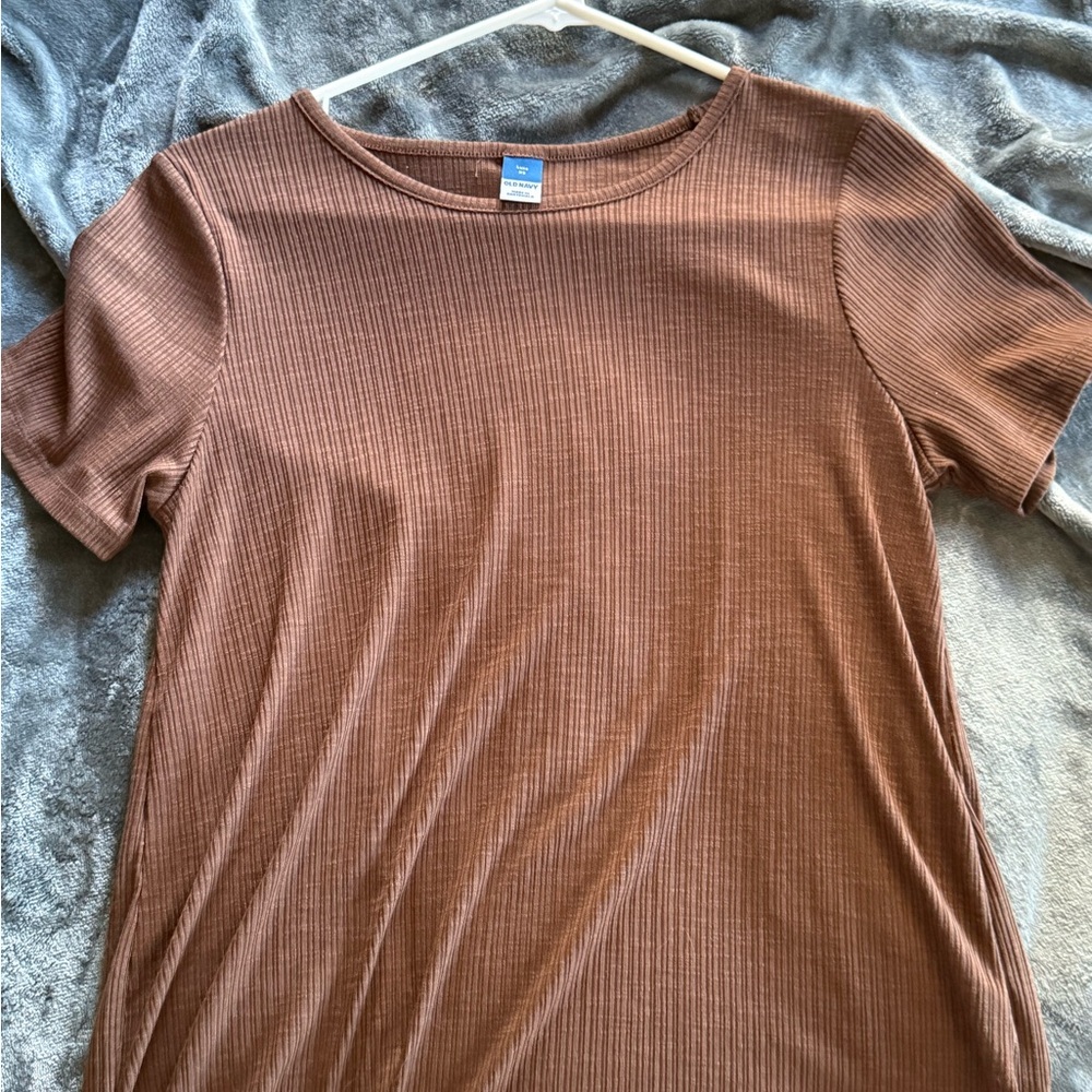 Old Navy Ribbed Brown Short Sleeve Shirt